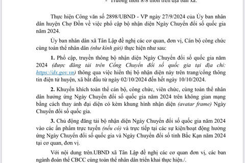 PHỔ BIẾN CÁN BỘ NHẬN DIỆN NGÀY CHUYỂN ĐỔI SỐ QUỐC GIA NĂM 2024